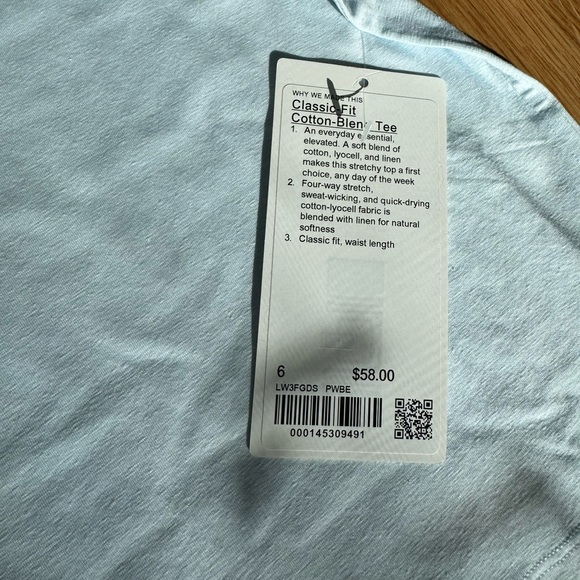 NWT lululemon cotton tee powder blue size 6 - Picture 3 of 5